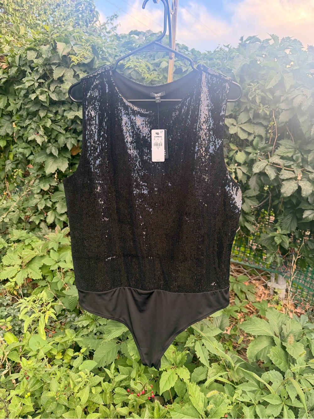 Express Black Sequin Bodysuit